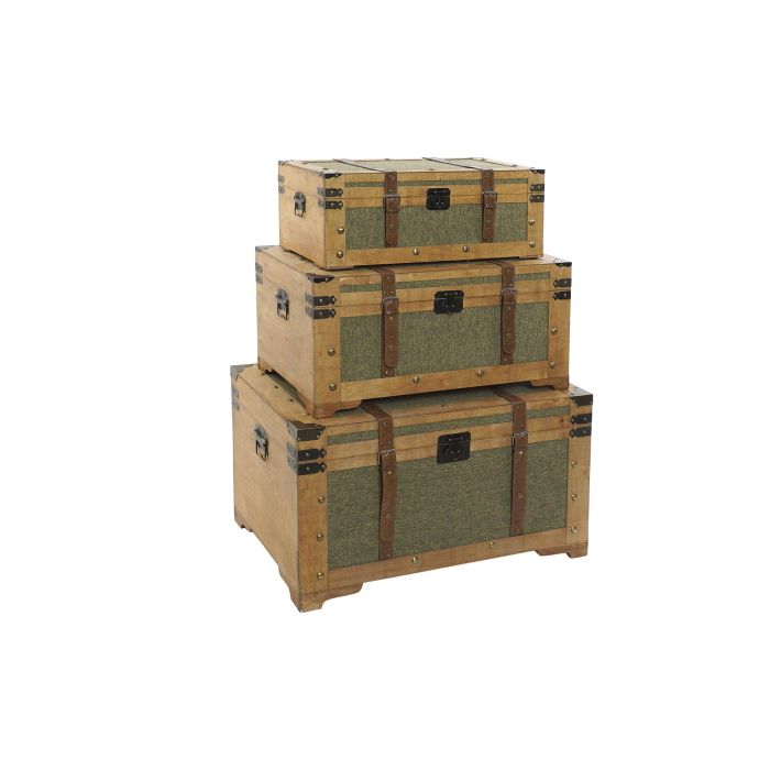 Baul Tropical DKD Home Decor Verde 50 x 45 x 81 cm Set de 3