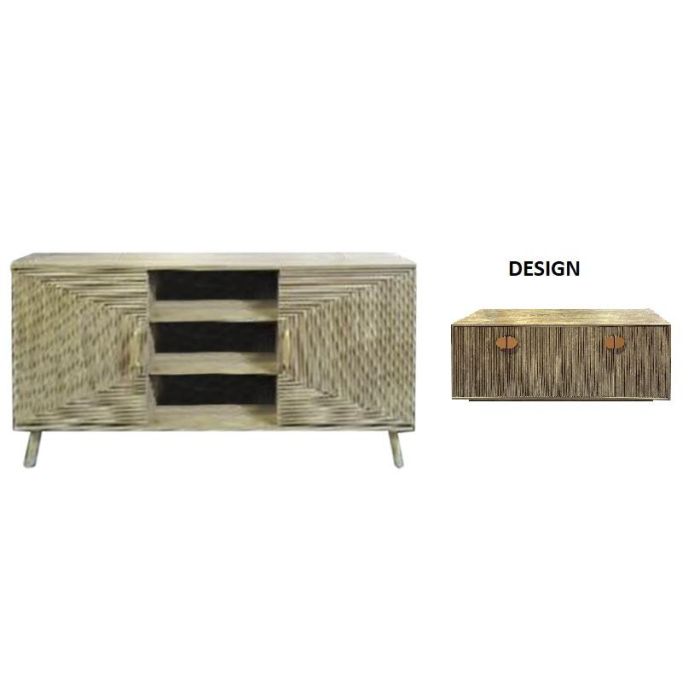 Mueble Tv Scandi DKD Home Decor Marron Dorado 40 x 74.8 x 140 cm