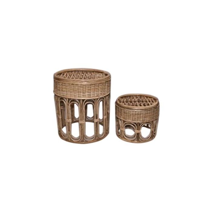 Mesita Auxiliar Balines DKD Home Decor Natural 42 x 47 x 42 cm Set de 2