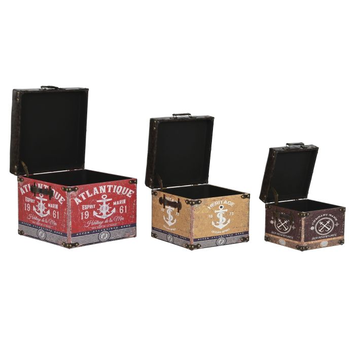 Caja Atlantico DKD Home Decor Multicolor Marron 47 x 42 x 47 cm Set de 3 4