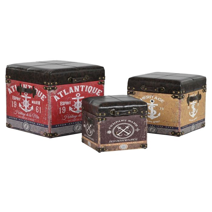 Caja Atlantico DKD Home Decor Multicolor Marron 47 x 42 x 47 cm Set de 3 5