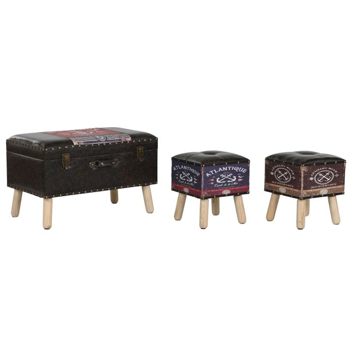 Baul Atlantico DKD Home Decor Multicolor Marron 40 x 45 x 70 cm Set de 3