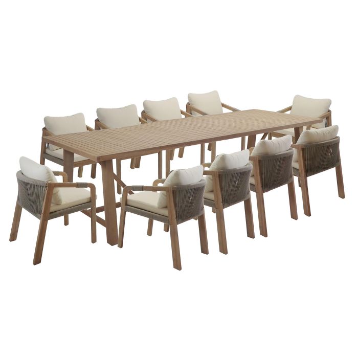 Mesa Comedor Terraza Y Jardin DKD Home Decor Marron Beige 100 x 76 x 260 cm Set de 11