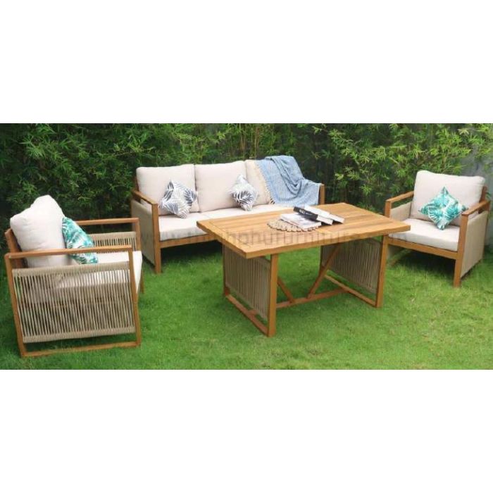 Sofa Terraza Y Jardin DKD Home Decor Marron Blanco 72 x 80 x 182 cm Set de 4 1