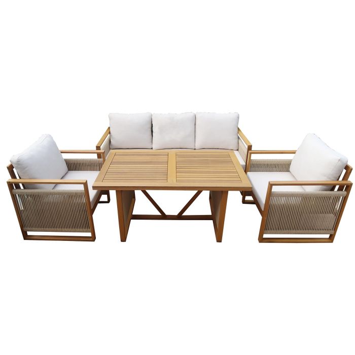 Sofa Terraza Y Jardin DKD Home Decor Marron Blanco 72 x 80 x 182 cm Set de 4