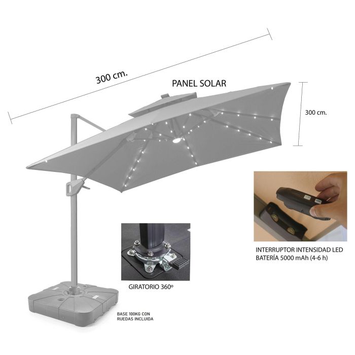 Parasol Terraza Y Jardin DKD Home Decor Beige Champan 300 x 250 x 300 cm 1