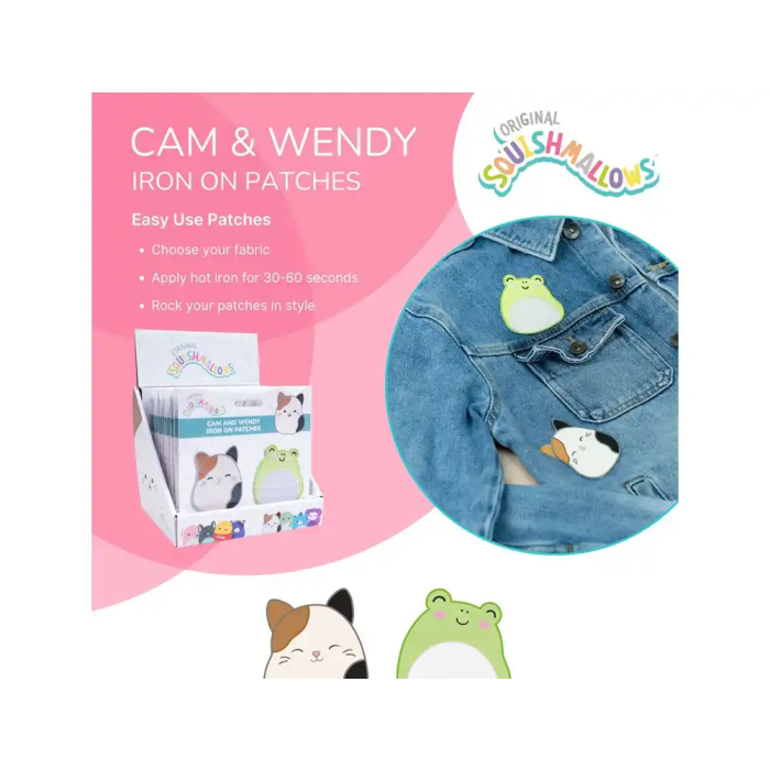 Wondee Parches para Planchar Squishmallows Cam el Gato y Wendy la Rana Set Otros Artículos Regalo 100x1x110 mm 5