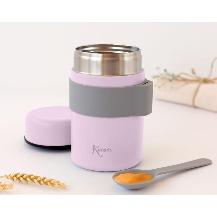 KioKids Termo Papillero Honey Lavanda Acero Inoxidable 500ml Cuchara Incluida 1