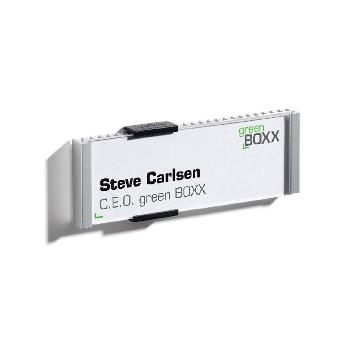 Durable Placa Identificador INFO SIGN 149x52,5 mm Acrílico y Aluminio Plateado para Puertas, Oficinas y Conferencias
