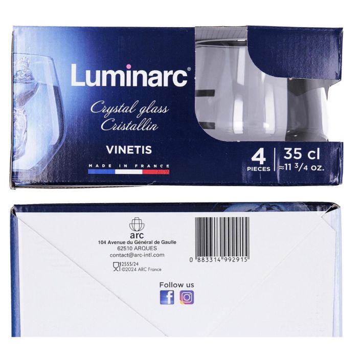 Caja 4 Vasos Bajos Cristalín Vinetis Luminarc 36 cL 4 Caja 4 Vasos Bajos Cristalín Vinetis Luminarc 36 cL 4