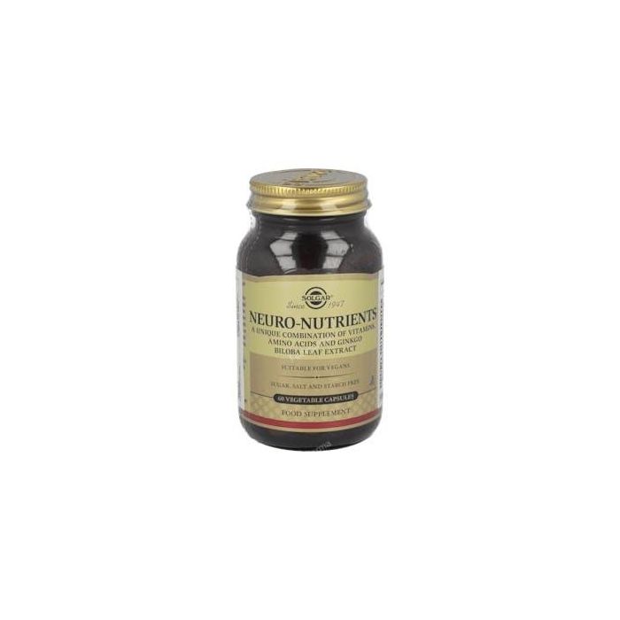 Solgar Neuro Nutrientes Cápsulas Vegetales 60 unidades | Vitaminas, Aminoácidos y Ginkgo para Apoyo Psicológico y Sistema Nervioso