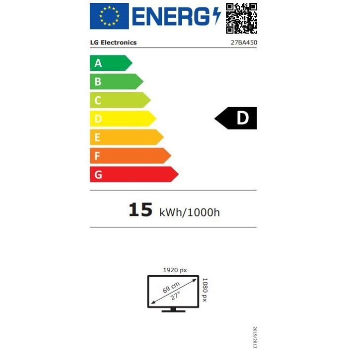 68.6cm/27" (1920x1080) LG 27BA450-B 16:9 FHD IPS 5ms 100Hz HDMI VGA DP Speaker Pivot Black 1