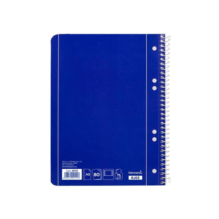 Cuaderno Espiral Liderpapel A5 Micro Serie Azul Tapa Blanda 80H 75 gr Liso 6Taladros Azul 4