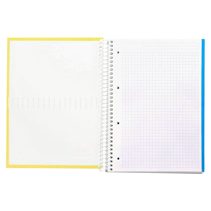 Cuaderno Espiral Liderpapel A4 Micro Crafty Tapa Forrada 120H 90 gr Cuadro 5 mm 5 Bandas 4 Taladros Color Amarillo 8