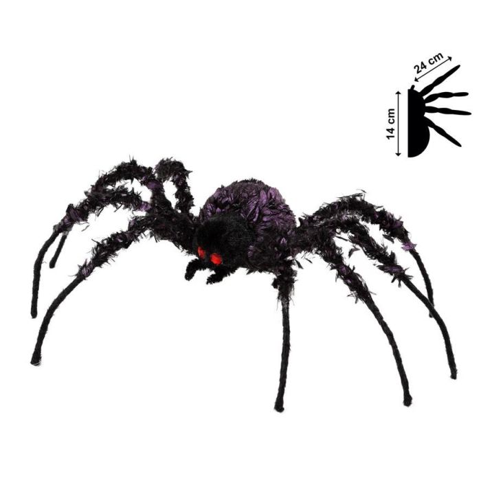 Araña Halloween Negra Violeta Decoración Fiesta 40x35 cm