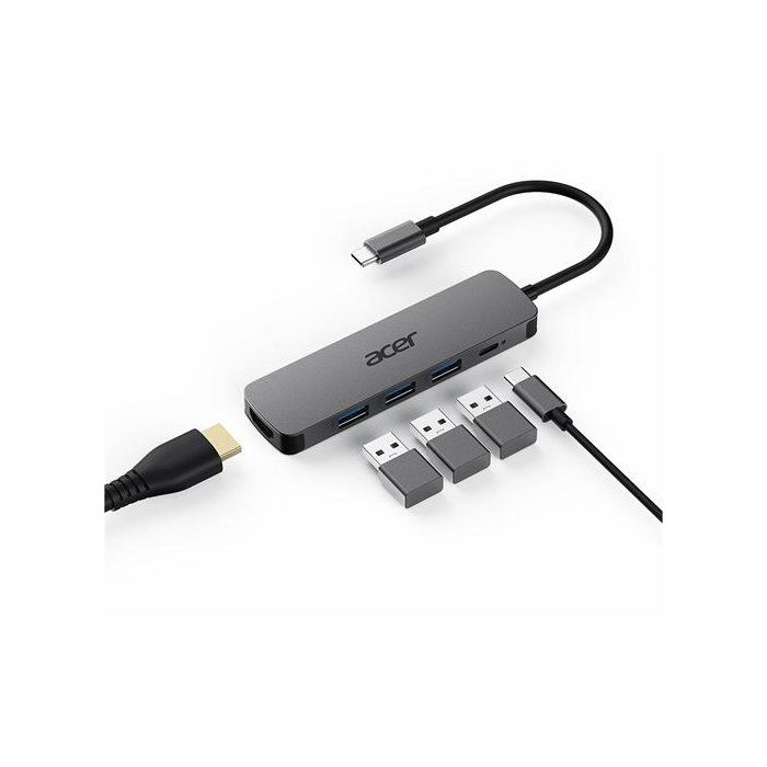Acer Docking Station 5-en-1 USB-C | Dongle con HDMI 4K, USB-C Power Delivery 100W, 3x USB 3.2 | Windows/MacOS/ChromeOS 1