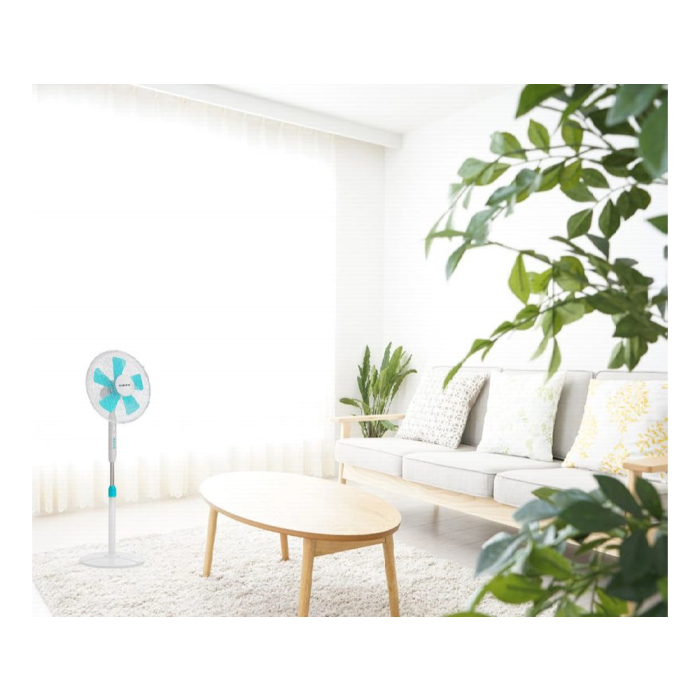 Blaupunkt Ventilador de pie base redonda 5 aspas 3 velocidades altura regulable con mando a distancia y temporizador 45W 6