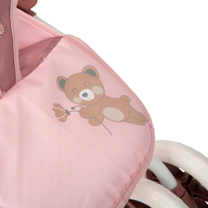 Muñecas Arias Coche Muñeca Gemelar Bear con Bolso, 45x70x73 cm, Manillar Ajustable 47-77 cm, Edad 3+ años 2