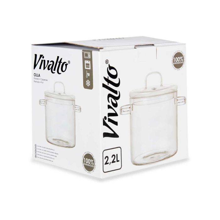 Olla de Borosilicato Vivalto 2200 ml, 15.3x19.5x21 cm, Transparente, Apto Horno y Microondas (6 Unidades) 2 Olla de Borosilicato Vivalto 2200 ml, 15.3x19.5x21 cm, Transparente, Apto Horno y Microondas (6 Unidades) 2