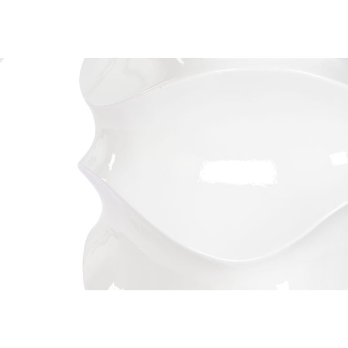 Macetero Home ESPRIT Blanco Fibra de Vidrio Ondas 44 x 44 x 101 cm 2
