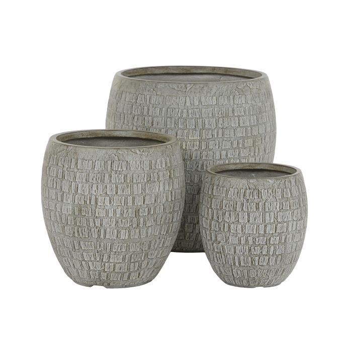 Set de Maceteros Home ESPRIT Gris Fibra de Vidrio Magnesio 55 x 55 x 55,5 cm (3 Unidades) 4