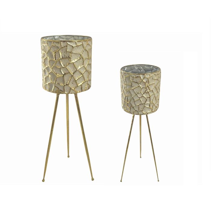 Macetero Arabe DKD Home Decor Dorado 25 x 79 x 25 cm Set de 2 Macetero Arabe DKD Home Decor Dorado 25 x 79 x 25 cm Set de 2