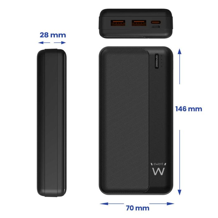 Ewent Powerbank Ew1163 20000mAh con Power Delivery 22.5W, carga rápida, compatible con smartphones y tablets 1