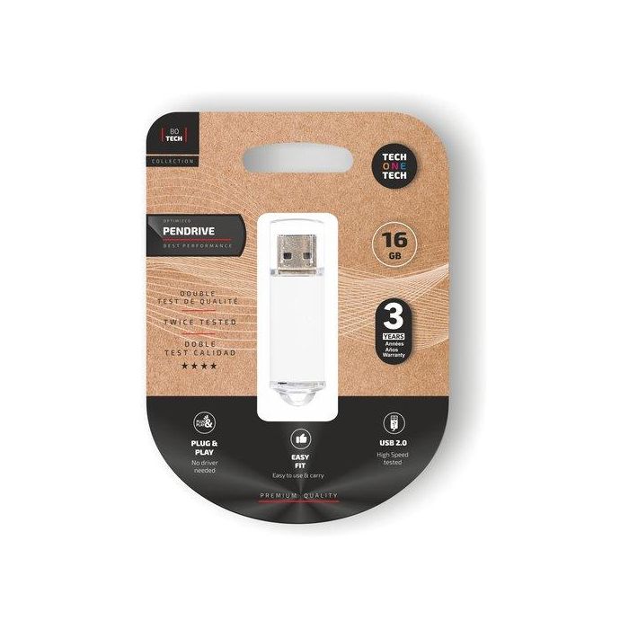Memoria Usb 16Gb Tech-One-Tech Basic 2.0 Blanco (Incluye Canon Lpi De 0.24 )