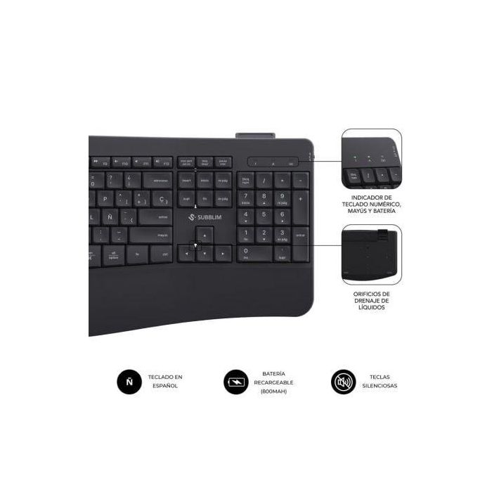 SUBBLIM Teclado con ratón COMBO DUAL OFFICE PROWAVE BLACK 1 SUBBLIM Teclado con ratón COMBO DUAL OFFICE PROWAVE BLACK 1
