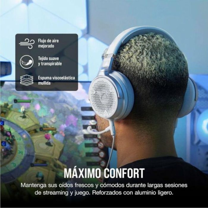 Corsair Virtuoso Pro Auriculares Gaming Abiertos con Cable para PC y Streaming, Color Blanco 2