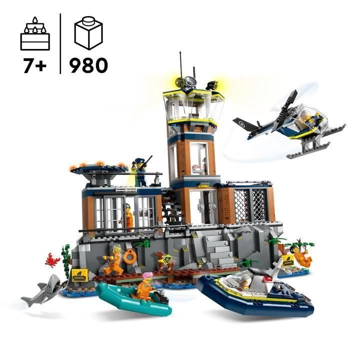 LEGO 60419 City Prisión de Policía de Aguas Profundas, Juguete con Helicóptero y Barco, 7 Minifiguras y Figura de Perro 1