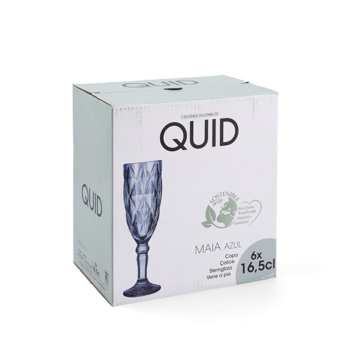 Quid Copa Flauta Maia Vidrio Azul Con Relieve 16,5 cL (6 Unidades) 4 Quid Copa Flauta Maia Vidrio Azul Con Relieve 16,5 cL (6 Unidades) 4