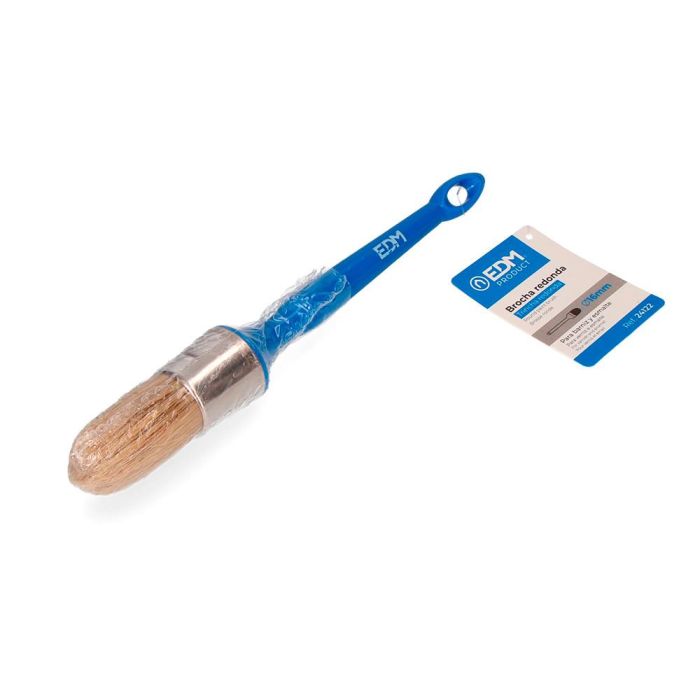 Edm Brocha redonda Nº16 Ø16mm para todo tipo de pinturas y barnices, cerda 100% natural 1 Edm Brocha redonda Nº16 Ø16mm para todo tipo de pinturas y barnices, cerda 100% natural 1