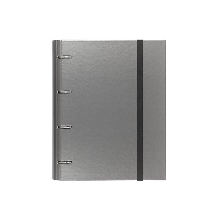 Carchivo Carpeta Anillas 4x35 mm A4 Cartón Plastificado Gris, 100H 90 gr, Carpeblock Metal
