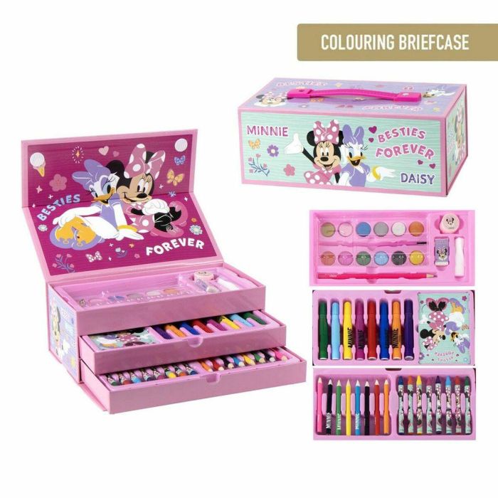 Cerdá Set Papelería Coloreable Minnie Maletín - Ideal para Niños +3 Años - 26x10x13 cm