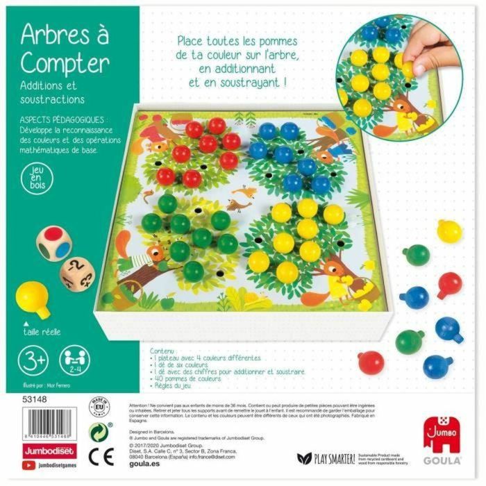 Juego educativo - GOULA - Árboles para contar - Completa los árboles con frutos según los dados 3