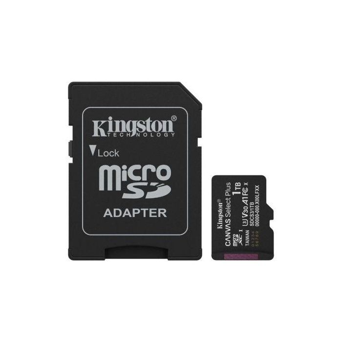 Kingston SDCS3/1TB Tarjeta de Memoria microSDXC 1TB Clase 10 U3 A1 con Adaptador, 150MB/s