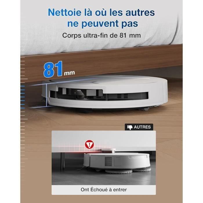 ECOVACS DEEBOT T50 OMNI - Robot aspirador con base - 15000 Pa - Cepillo lateral extensible y mopa - Sin enredos 4