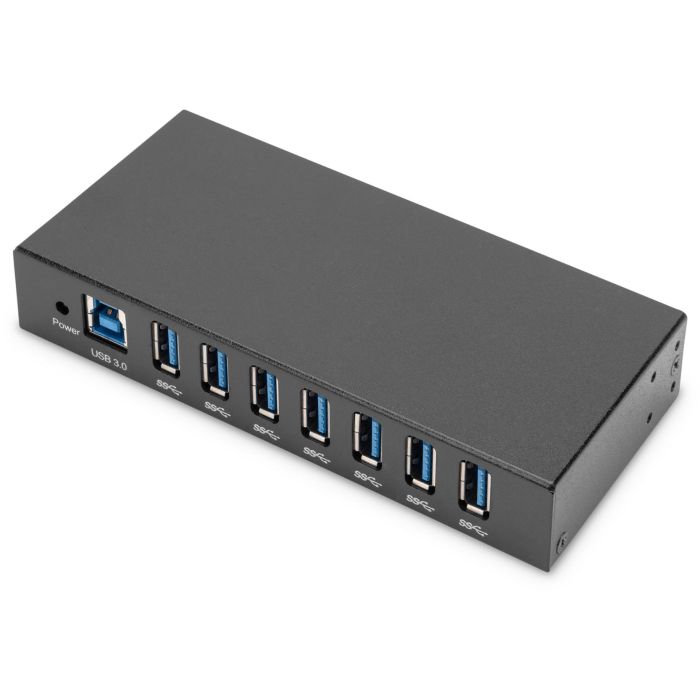 Digitus DA-70258-1 Hub USB 3.0 Industrial 7 Puertos USB 3.2 Gen 1 (5 Gbps) Negro Metálico con protección ESD
