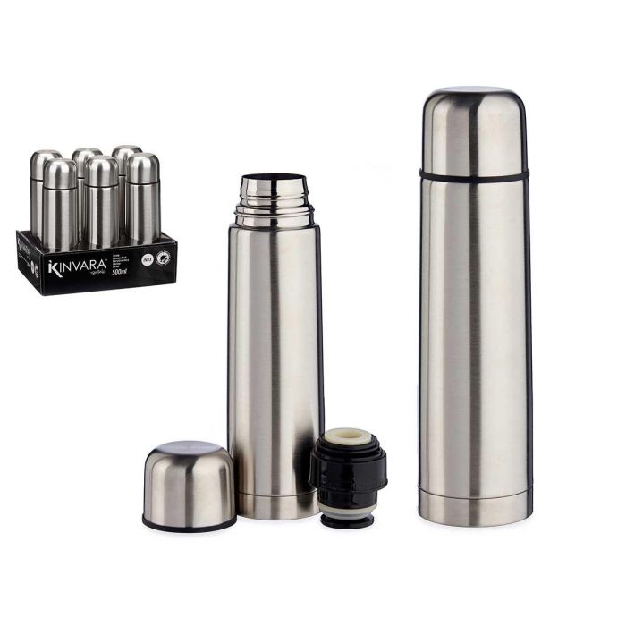 Kinvara Termo de Acero Inoxidable, 500 ml, Color Metal, 6x23x6 cm (12 Unidades) Kinvara Termo de Acero Inoxidable, 500 ml, Color Metal, 6x23x6 cm (12 Unidades)