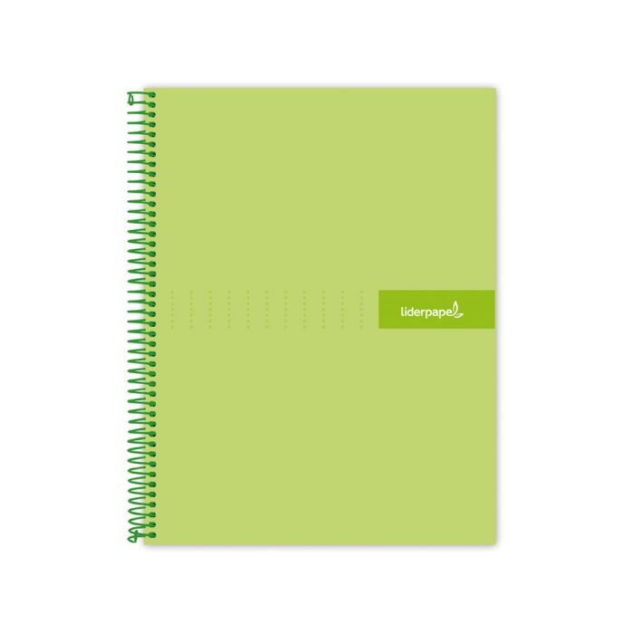 Cuaderno Espiral Liderpapel A4 Crafty Tapa Forrada 80H 90 gr Cuadro 4 mm Con Margen Color Verde 2