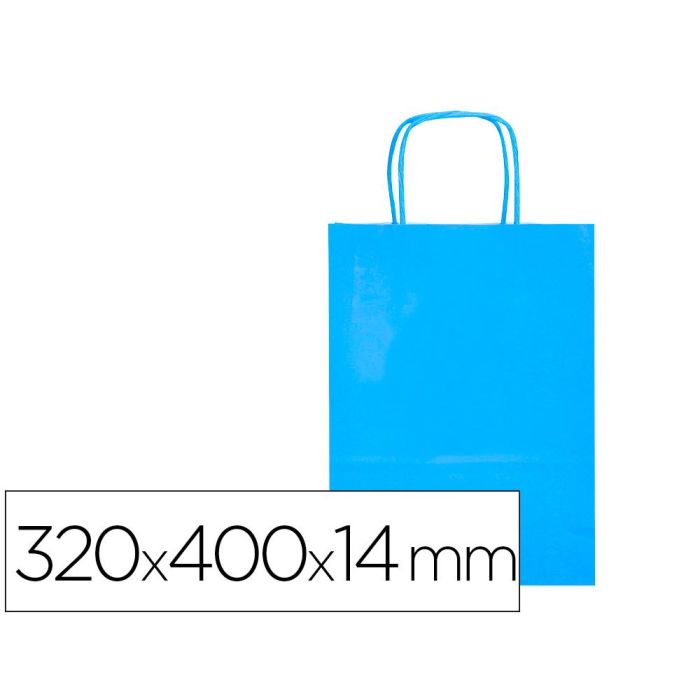 Bolsa Papel Q-Connect Celulosa Celeste L Con Asa Retorcida 320x400x14 mm 25 unidades