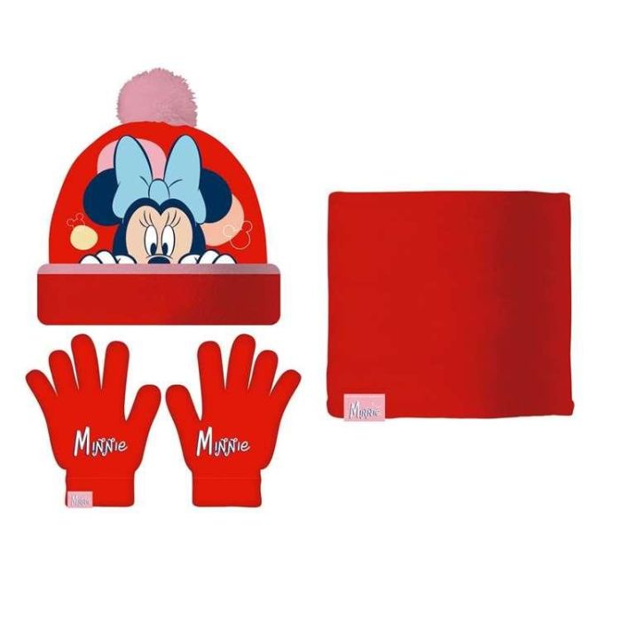 Gorro, Guantes y Braga de Cuello Minnie Mouse Lucky Rojo 2