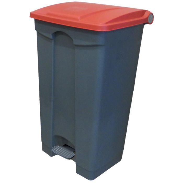 CAMBRO - WBFC87L-158 - CUBO DE BASURA 87L CON PEDAL Y TAPA - 78,4 x 47,6 x 38,1 cm - BASE GRIS Y TAPA ROJA