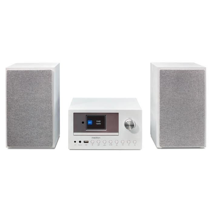 Medion AAAPE16825 Minicadena Hi-Fi Radio por Internet DAB/FM Reproductor de CD 2x15W RMS Blanco