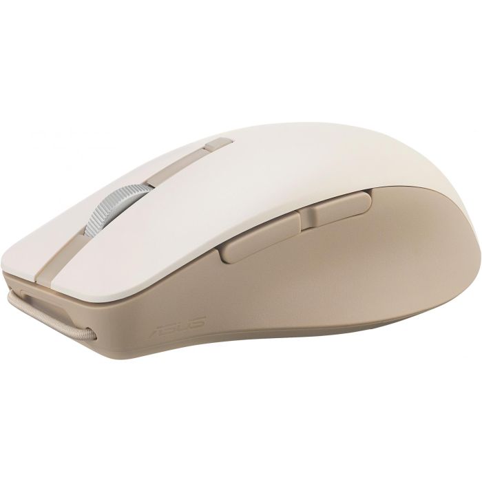 ASUS MD200 SmartO Silent Plus Ratón Inalámbrico Óptico, Bluetooth 5.0 + RF 2.4GHz, 4200 DPI, Ambidextro, Beige 3