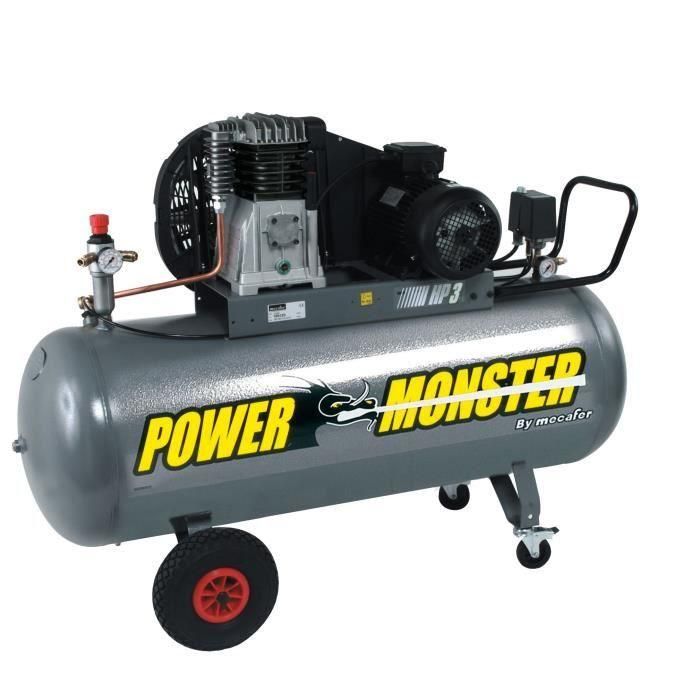 Compresor MECAFER 200 L 3HP Doble correa 10 bares Semi Pro PowerMonster 1 Compresor MECAFER 200 L 3HP Doble correa 10 bares Semi Pro PowerMonster 1