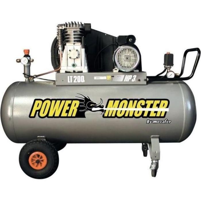 Compresor MECAFER 200 L 3HP Doble correa 10 bares Semi Pro PowerMonster 0 Compresor MECAFER 200 L 3HP Doble correa 10 bares Semi Pro PowerMonster 0