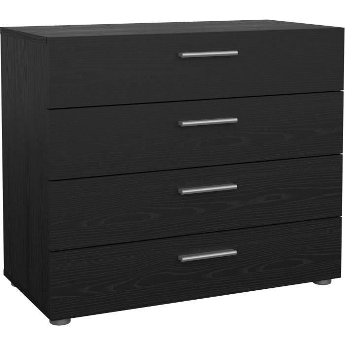 Cómoda - 4 cajones - Negro - L80,2 x P40,25 x H68,1 cm Cómoda - 4 cajones - Negro - L80,2 x P40,25 x H68,1 cm