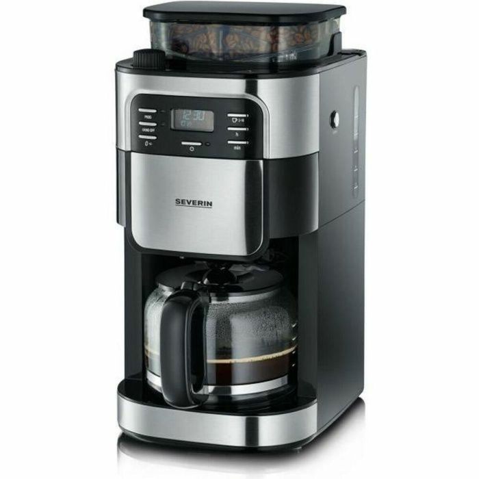 Severin 4810 Cafetera de filtro con molinillo integrado, Negro y acero inoxidable, 1000W, 1.4 L, Pantalla LCD, Temporizador y Aroma 3 niveles Severin 4810 Cafetera de filtro con molinillo integrado, Negro y acero inoxidable, 1000W, 1.4 L, Pantalla LCD, Temporizador y Aroma 3 niveles